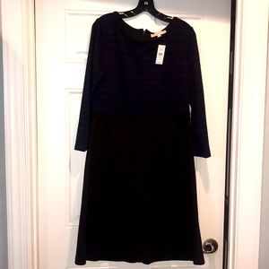 LOFT Dress Black & Navy Striped Top With Black Bottom, 12